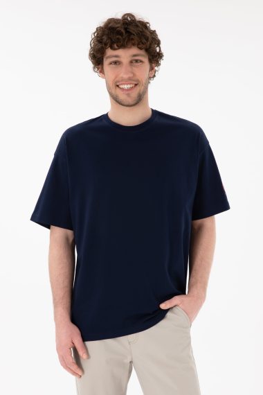 تی شرت یقه گرد یقه گرد لاجورد  Oversize آستین کوتاه مردانه یو اس پولو | US POLO ASSN