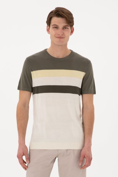 تی شرت یقه گرد یقه گرد خاکی  اندامی  مردانه یو اس پولو | US POLO ASSN