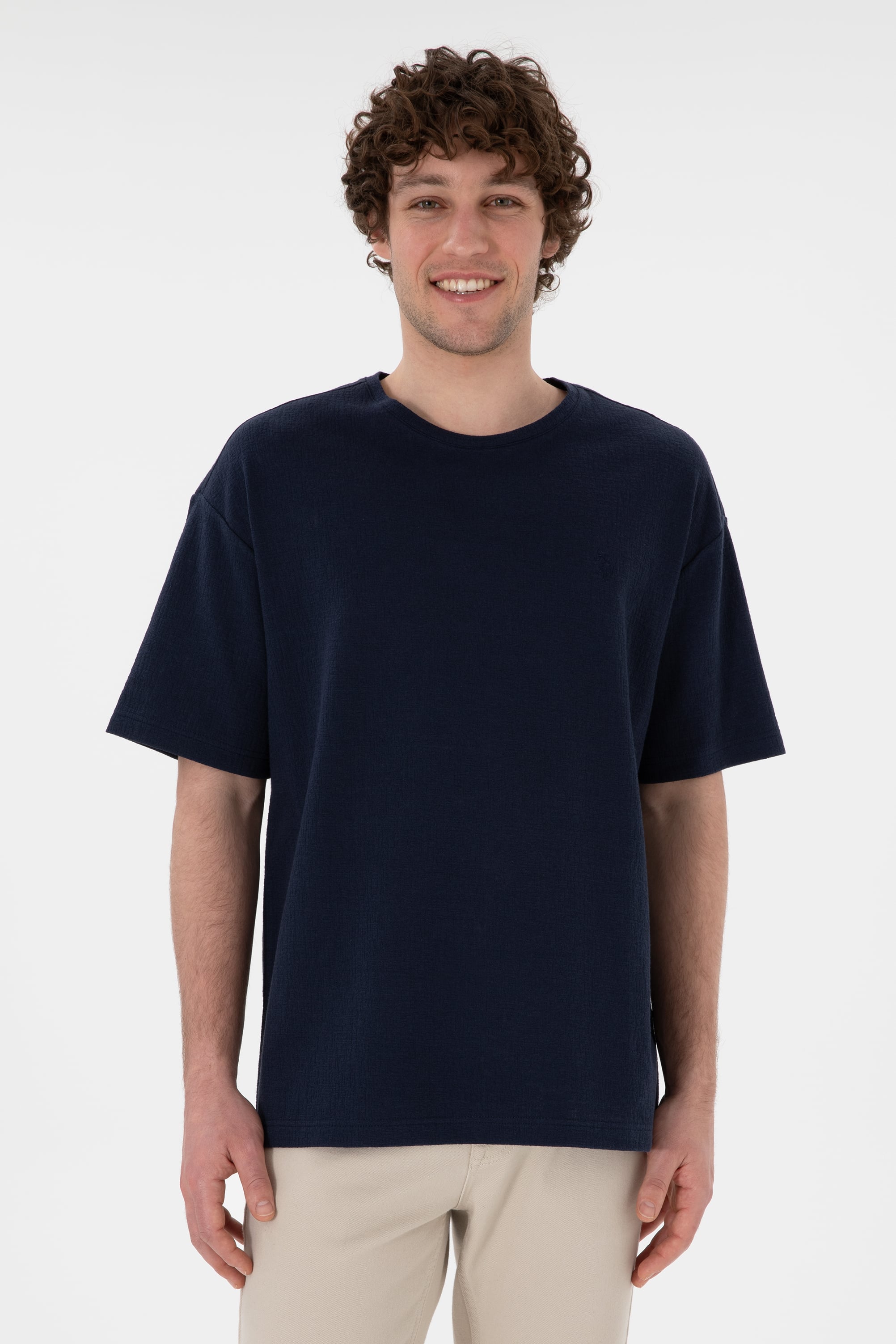تی شرت یقه گرد یقه گرد لاجورد ریلکس آستین کوتاه مردانه یو اس پولو | US POLO ASSN
