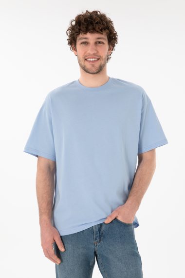 تی شرت یقه گرد یقه گرد سورمه ای روشن  Oversize آستین کوتاه مردانه یو اس پولو | US POLO ASSN