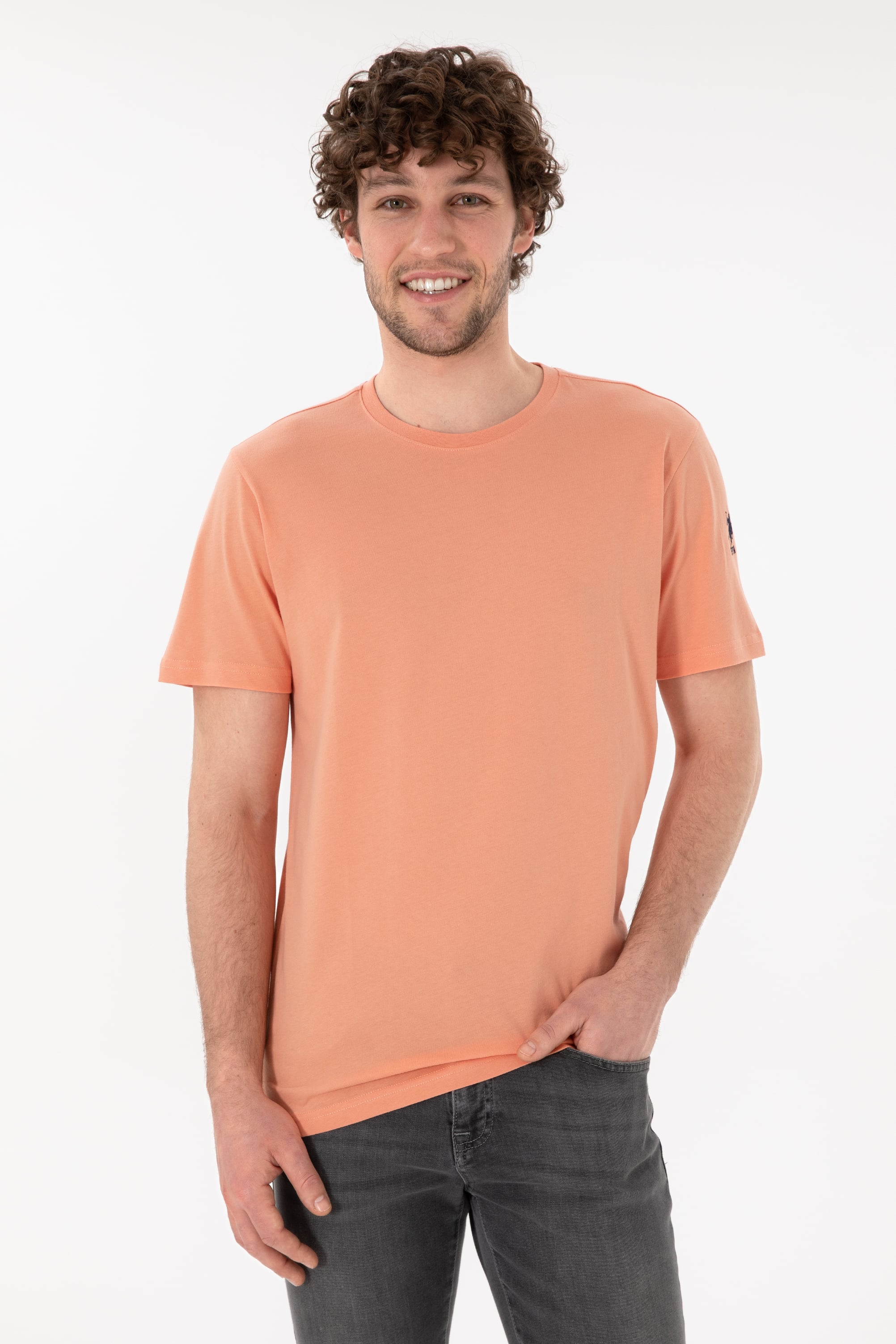 تی شرت یقه گرد یقه گرد گل بهی رگولار آستین کوتاه مردانه یو اس پولو | US POLO ASSN