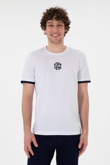 تی شرت یقه گرد یقه گرد سفید  رگولار آستین کوتاه مردانه یو اس پولو | US POLO ASSN