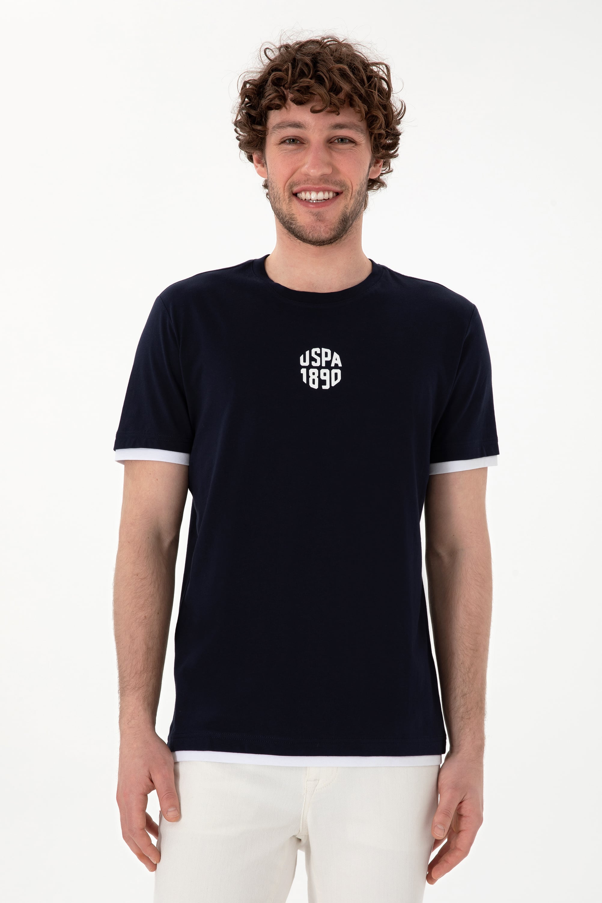 تی شرت یقه گرد یقه گرد لاجورد رگولار آستین کوتاه مردانه یو اس پولو | US POLO ASSN