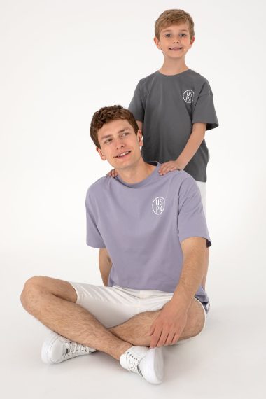تی شرت یقه گرد یقه گرد خاکستری  Oversize آستین کوتاه مردانه یو اس پولو | US POLO ASSN
