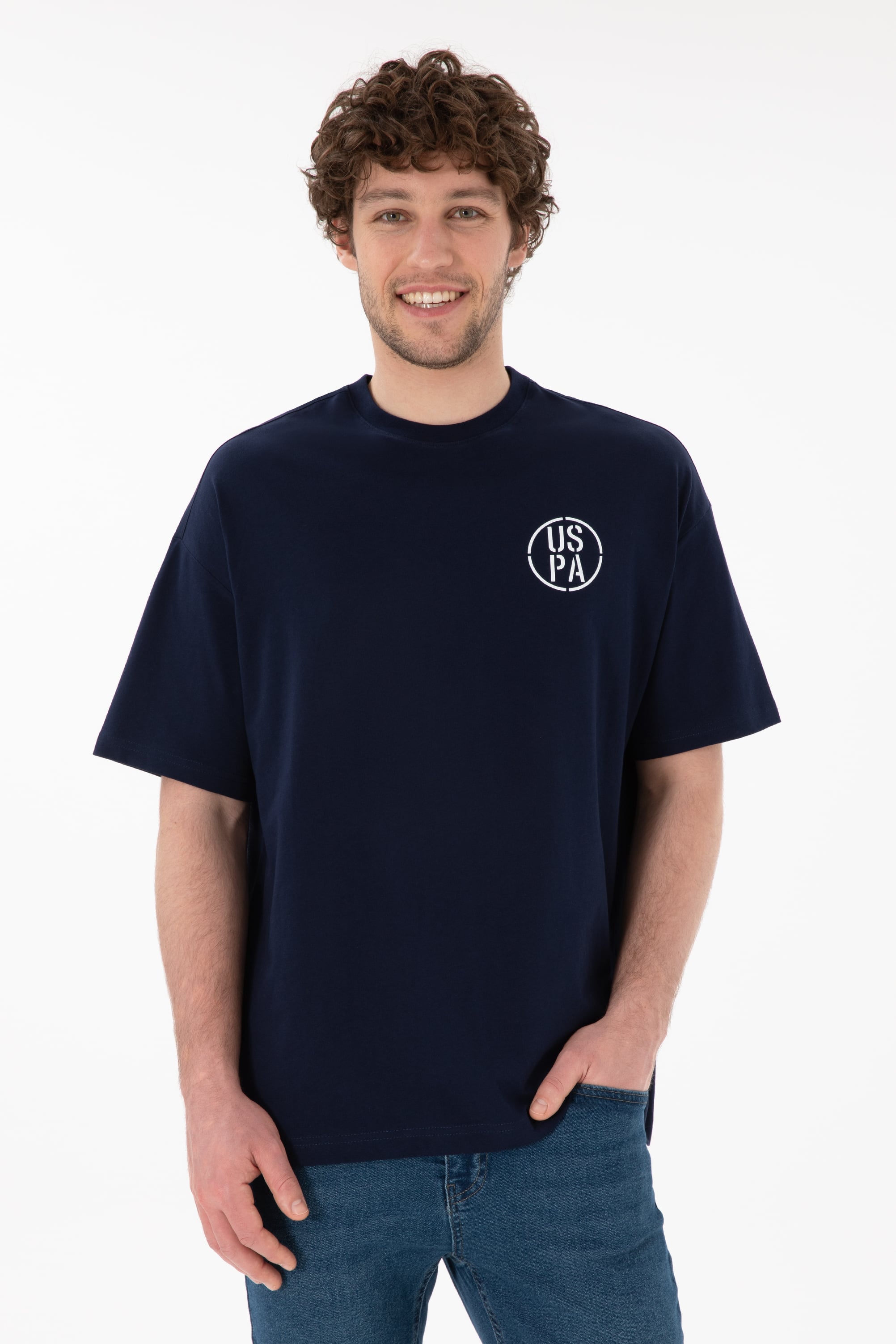 تی شرت یقه گرد یقه گرد لاجورد Oversize آستین کوتاه مردانه یو اس پولو | US POLO ASSN