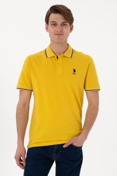 پولوشرت یقه پولو زرد تیره  رگولار  مردانه یو اس پولو | US POLO ASSN