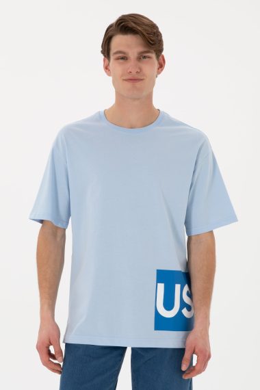 تی شرت یقه گرد  سورمه ای روشن  ریلکس  مردانه یو اس پولو | US POLO ASSN