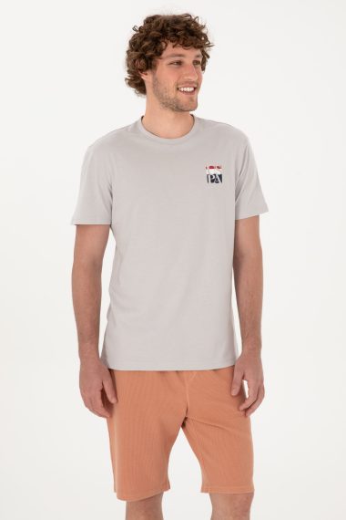 تی شرت یقه گرد یقه گرد خاکستری روشن  رگولار  مردانه یو اس پولو | US POLO ASSN