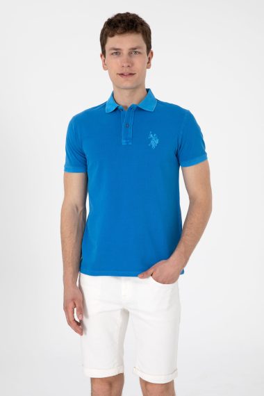 پولوشرت یقه پولو آبی کوبالت  اندامی  مردانه یو اس پولو | US POLO ASSN