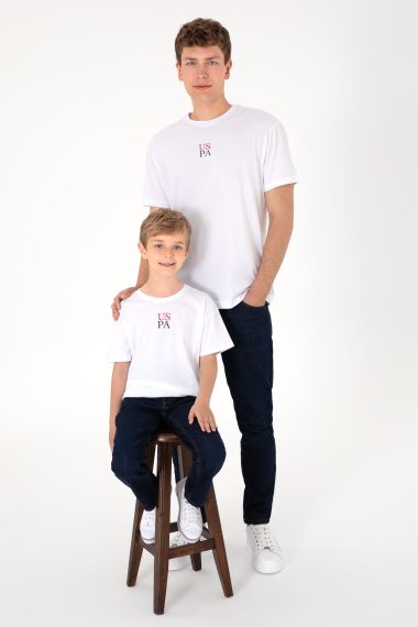 تی شرت یقه گرد یقه گرد سفید  ریلکس آستین کوتاه مردانه یو اس پولو | US POLO ASSN