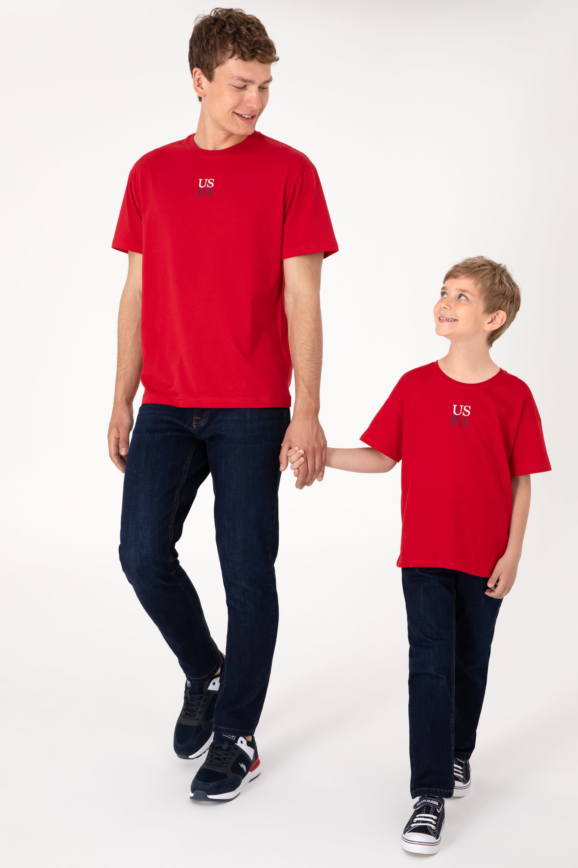 تی شرت یقه گرد یقه گرد قرمز ریلکس آستین کوتاه مردانه یو اس پولو | US POLO ASSN