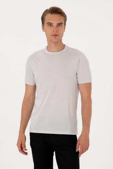 تی شرت یقه گرد یقه گرد خاکستری روشن  رگولار  مردانه یو اس پولو | US POLO ASSN