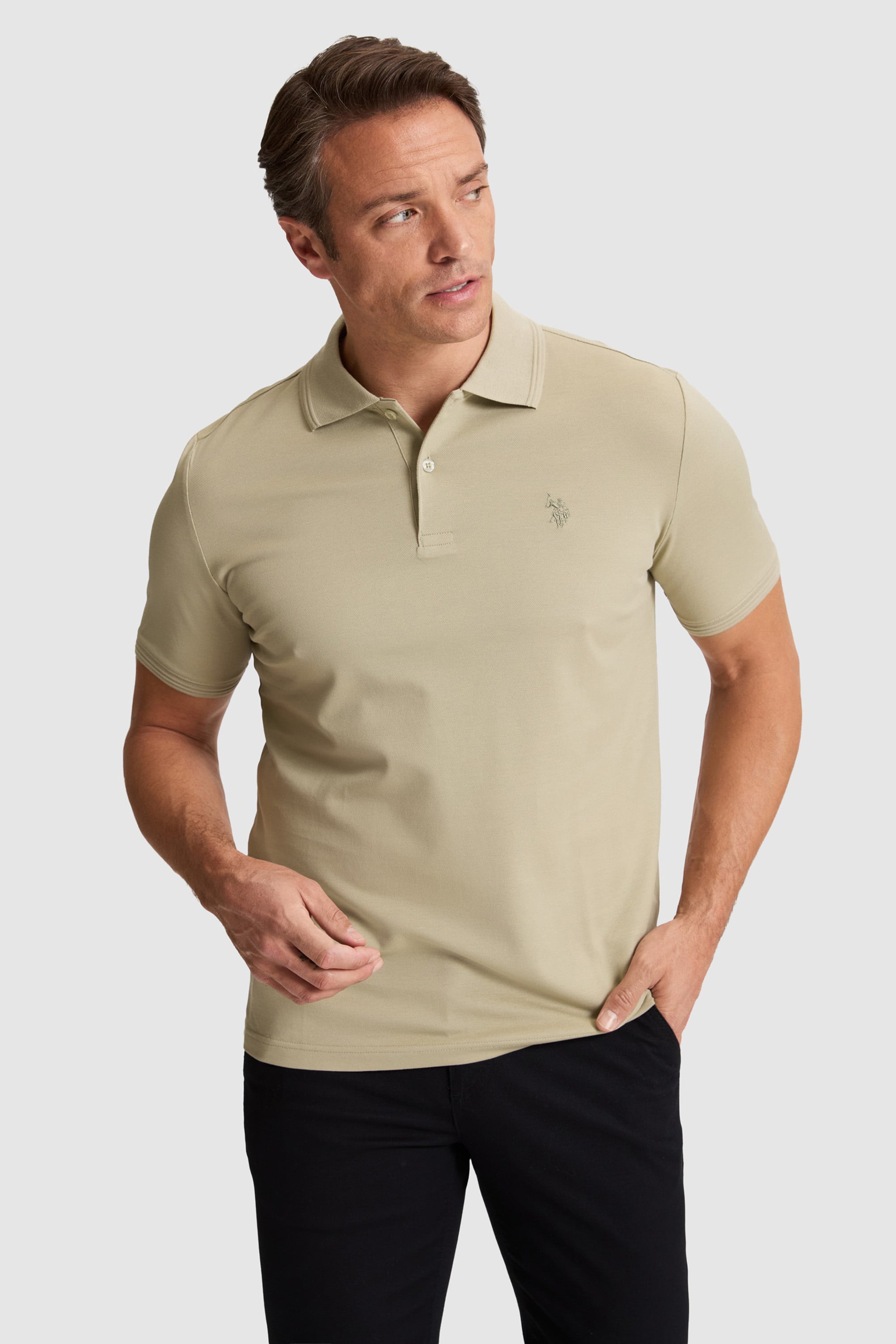 پولوشرت خاکی روشن رگولار مردانه یو اس پولو | US POLO ASSN