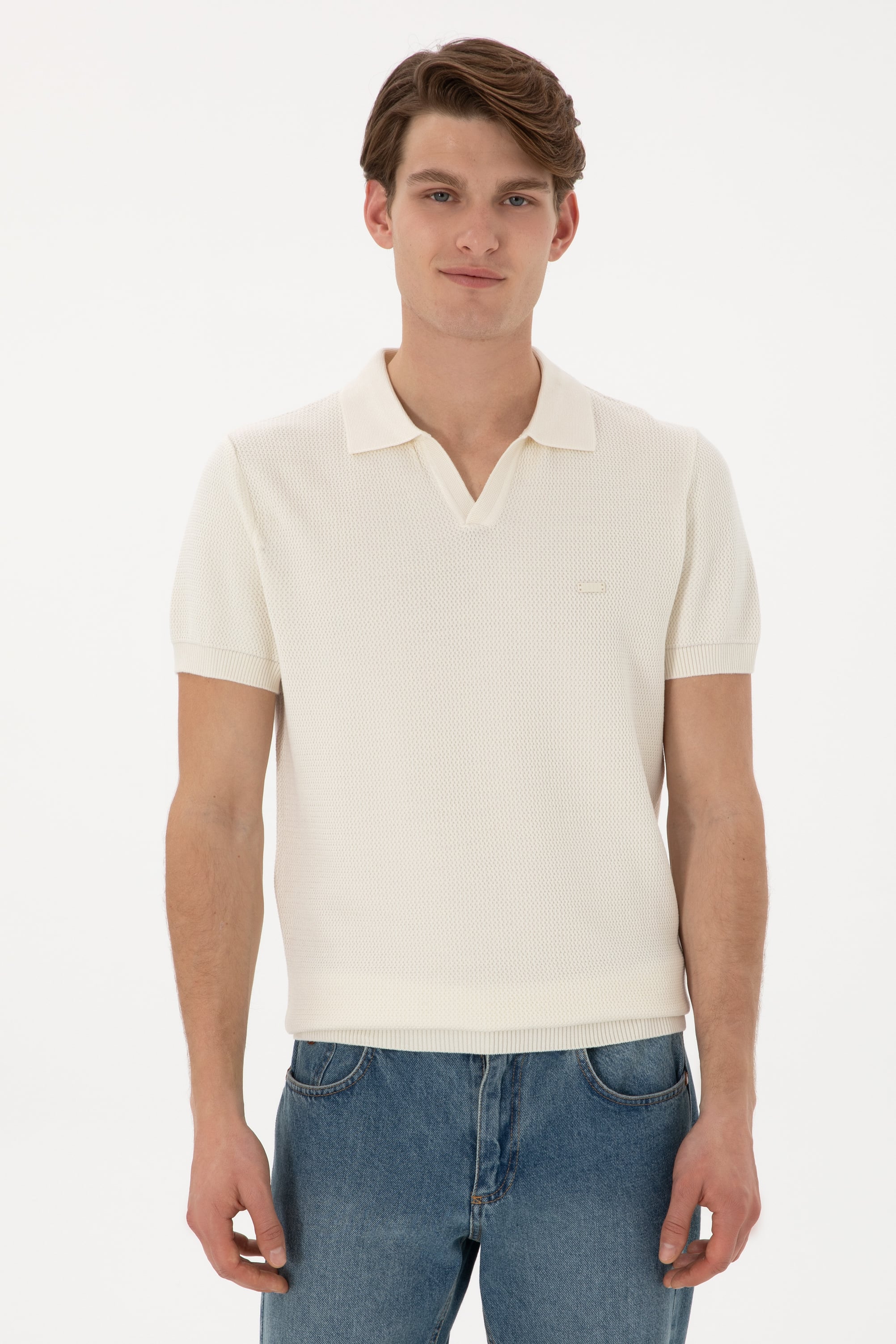 پولوشرت یقه پولو سفید رگولار مردانه یو اس پولو | US POLO ASSN