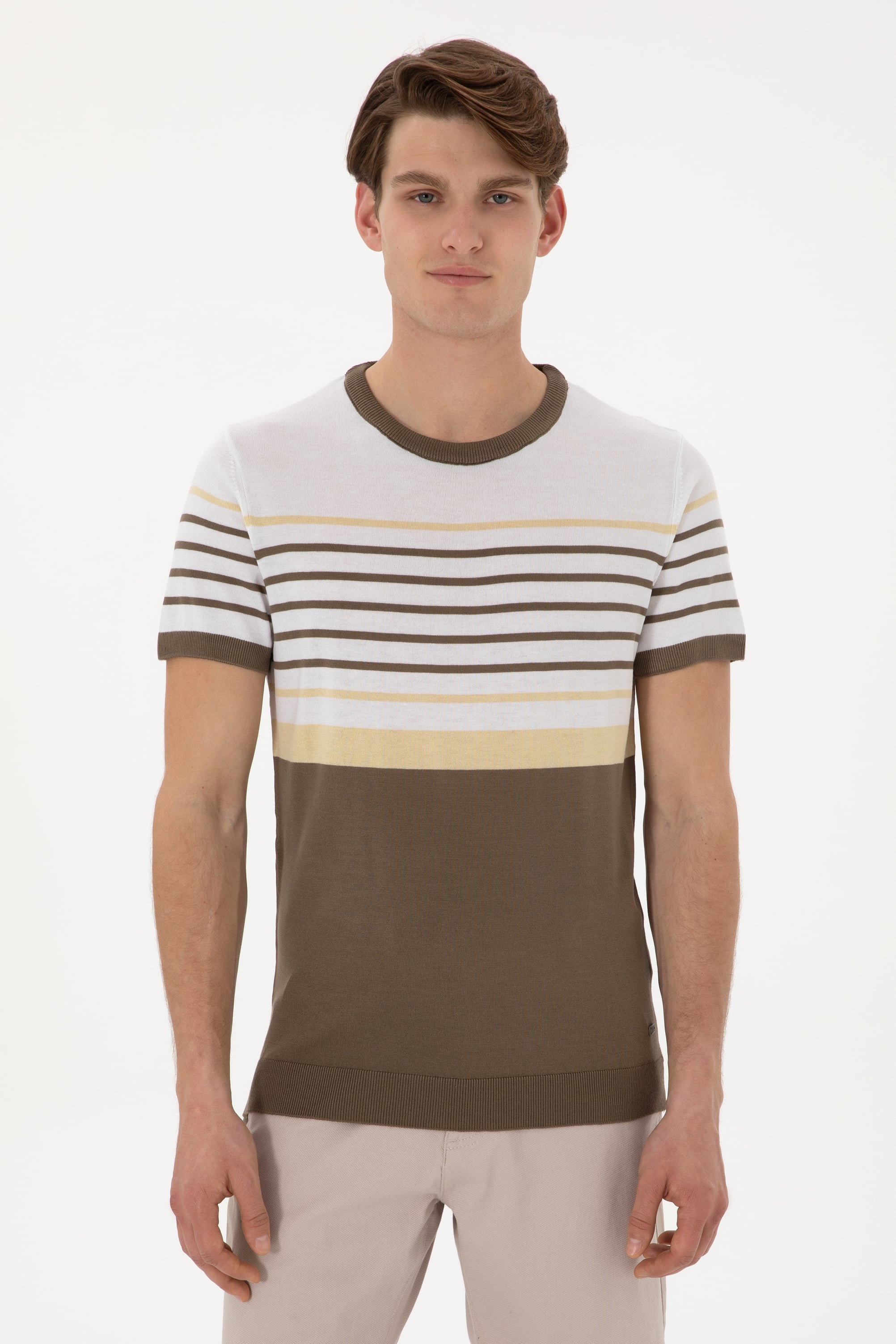 تی شرت یقه گرد یقه گرد ویزون اندامی مردانه یو اس پولو | US POLO ASSN
