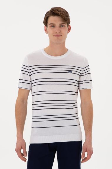تی شرت یقه گرد یقه گرد سفید  اندامی  مردانه یو اس پولو | US POLO ASSN