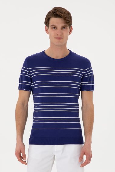 تی شرت یقه گرد یقه گرد لاجورد روشن  اندامی  مردانه یو اس پولو | US POLO ASSN