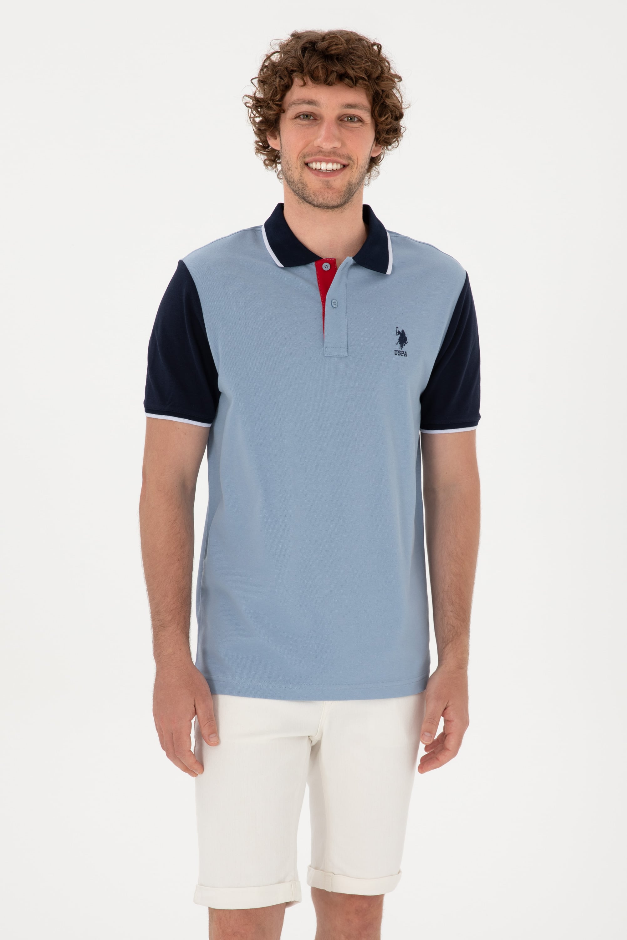 پولوشرت یقه پولو آبی رگولار مردانه یو اس پولو | US POLO ASSN