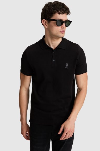 پولوشرت یقه پولو سیاه  رگولار آستین کوتاه مردانه یو اس پولو | US POLO ASSN