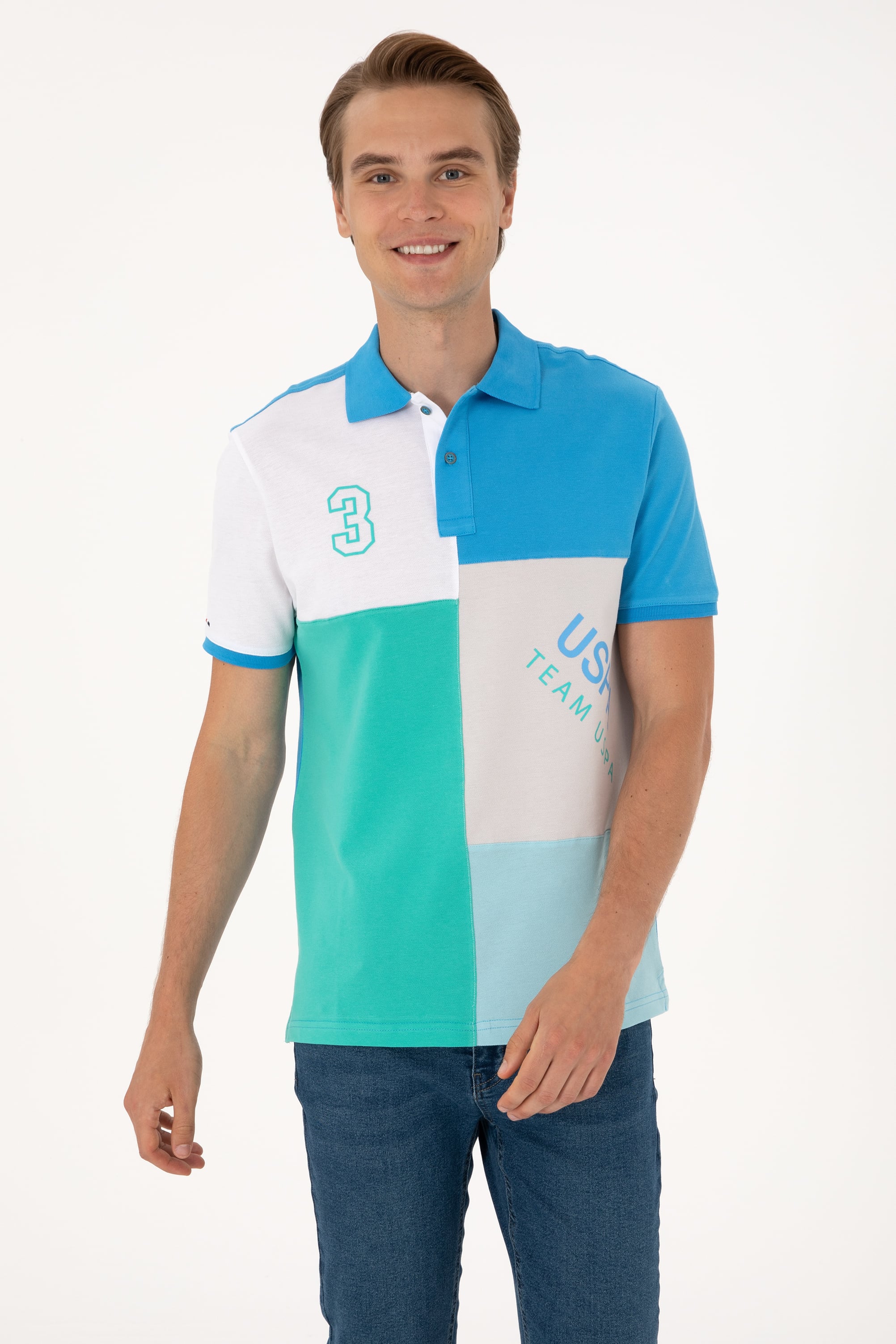 پولوشرت یقه پولو خاکستری روشن رگولار مردانه یو اس پولو | US POLO ASSN