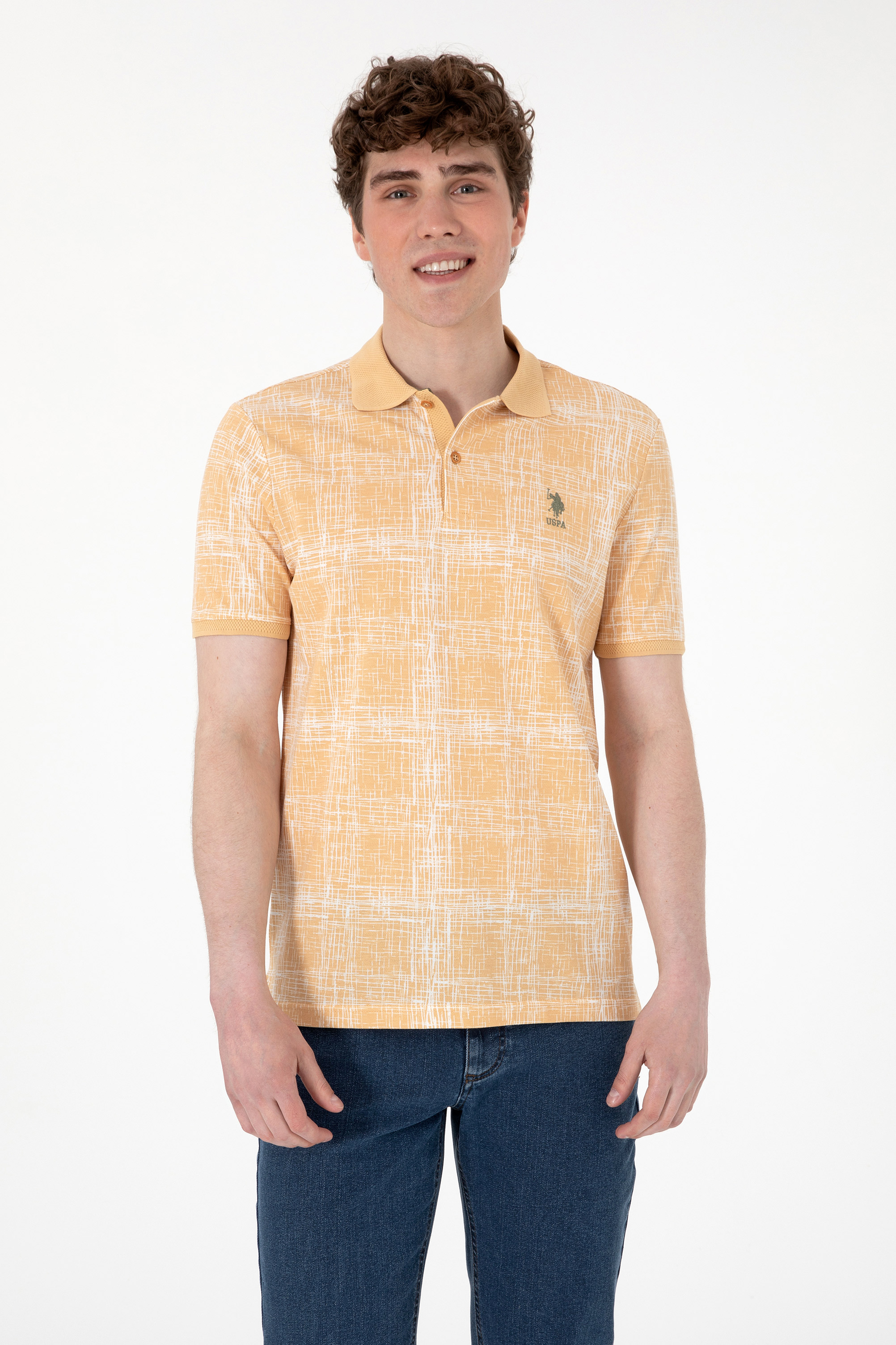پولوشرت یقه پولو بژ رگولار مردانه یو اس پولو | US POLO ASSN