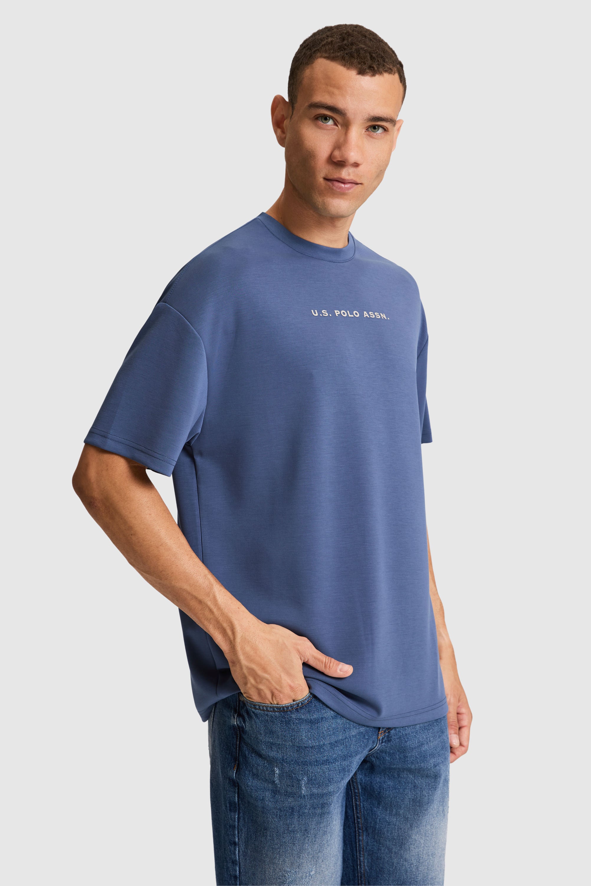 تی شرت یقه گرد نیلی Oversize مردانه یو اس پولو | US POLO ASSN