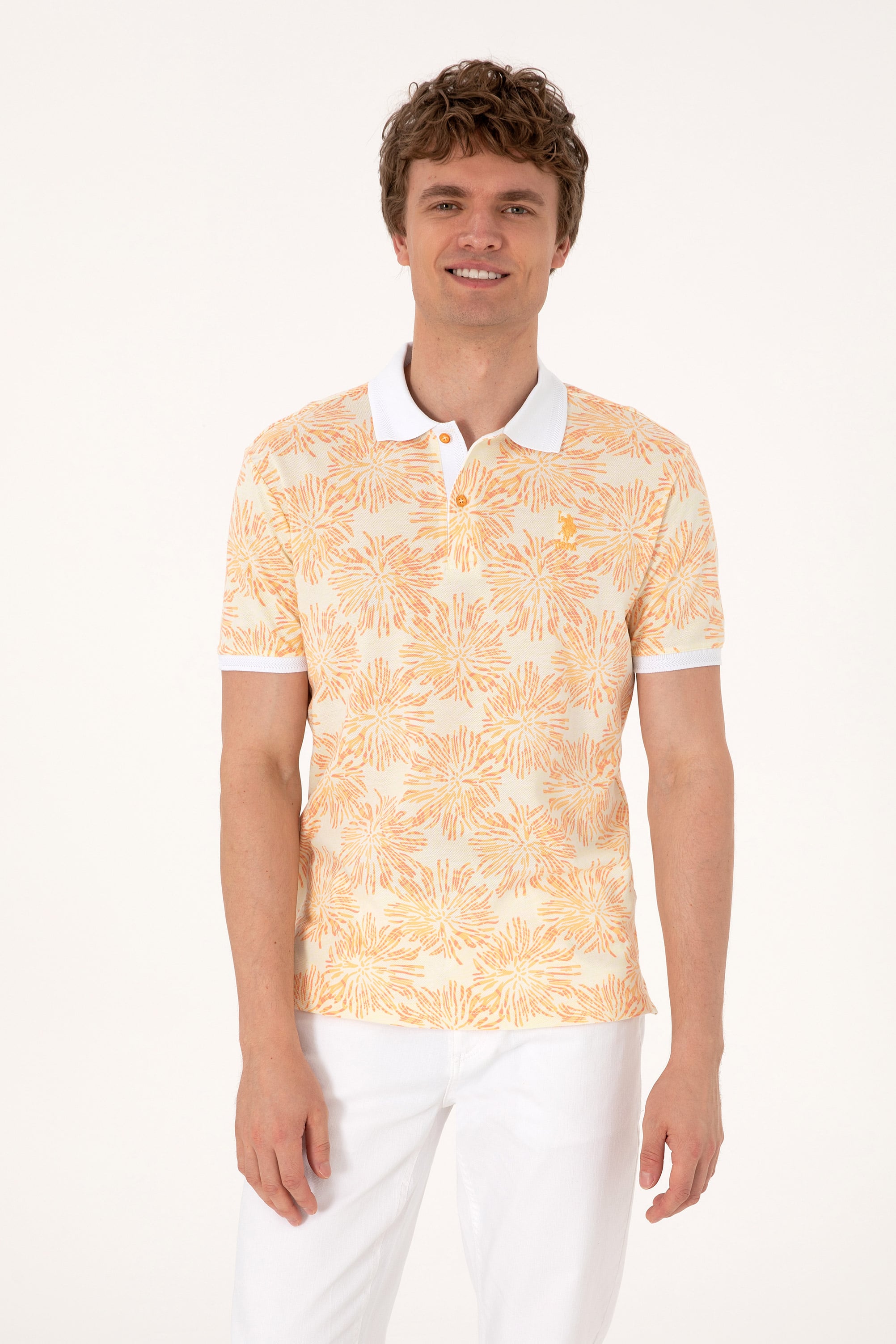 پولوشرت یقه پولو زرد رگولار مردانه یو اس پولو | US POLO ASSN