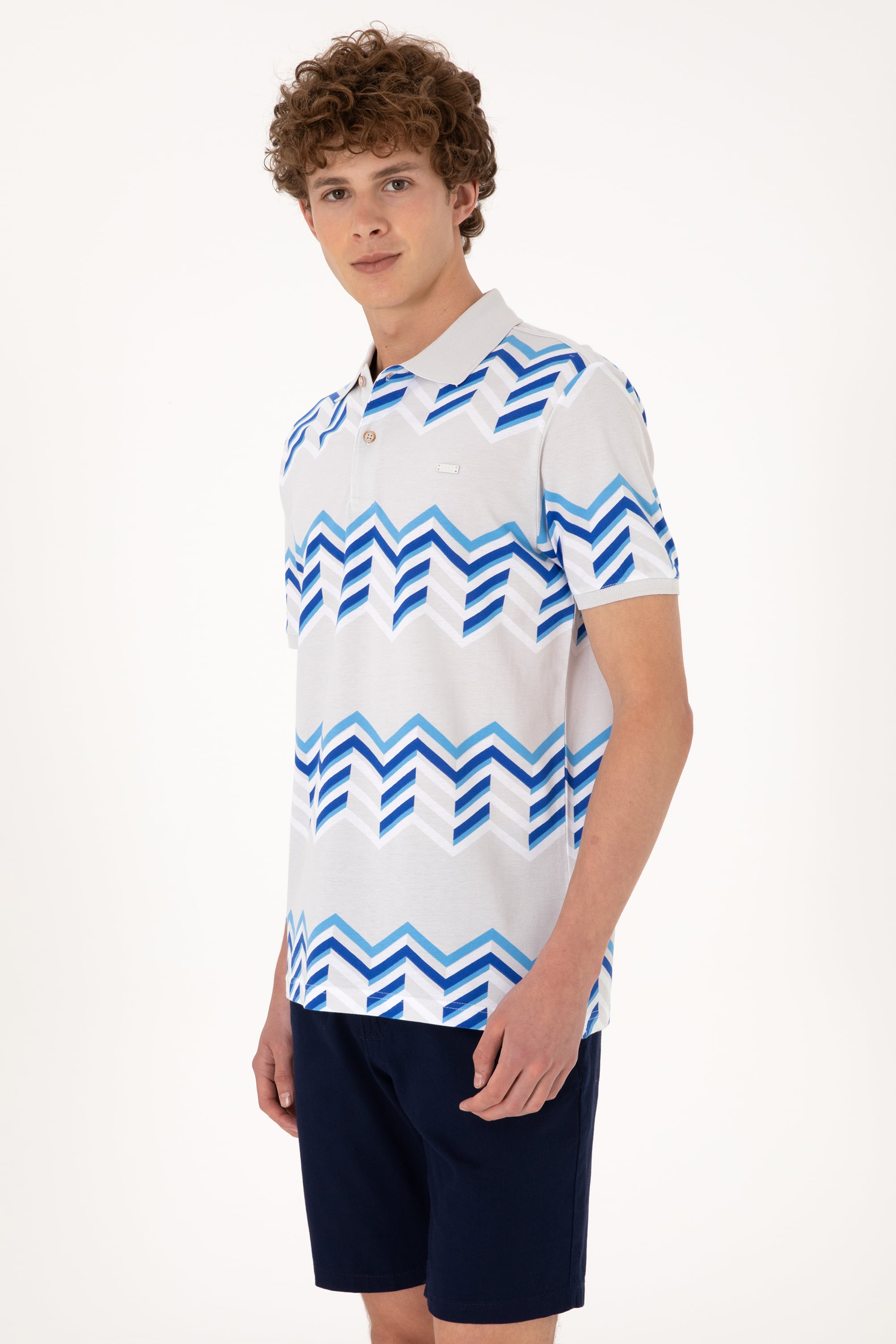 پولوشرت یقه پولو خاکستری روشن رگولار مردانه یو اس پولو | US POLO ASSN