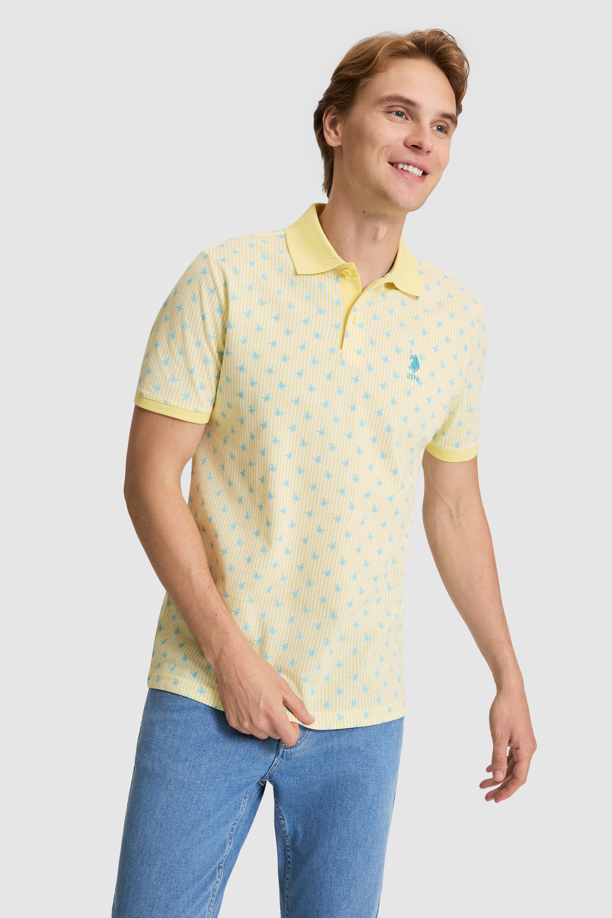 پولوشرت زرد روشن رگولار مردانه یو اس پولو | US POLO ASSN