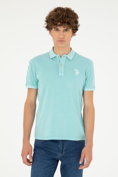 پولوشرت یقه پولو نعناعی  اندامی آستین کوتاه مردانه یو اس پولو | US POLO ASSN
