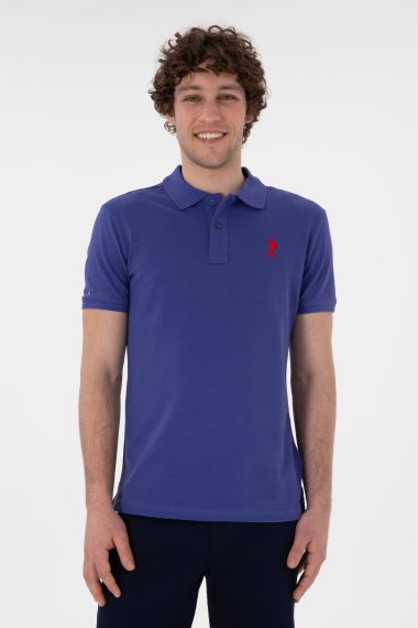 پولوشرت یقه پیراهنی آبی  اندامی آستین کوتاه مردانه یو اس پولو | US POLO ASSN