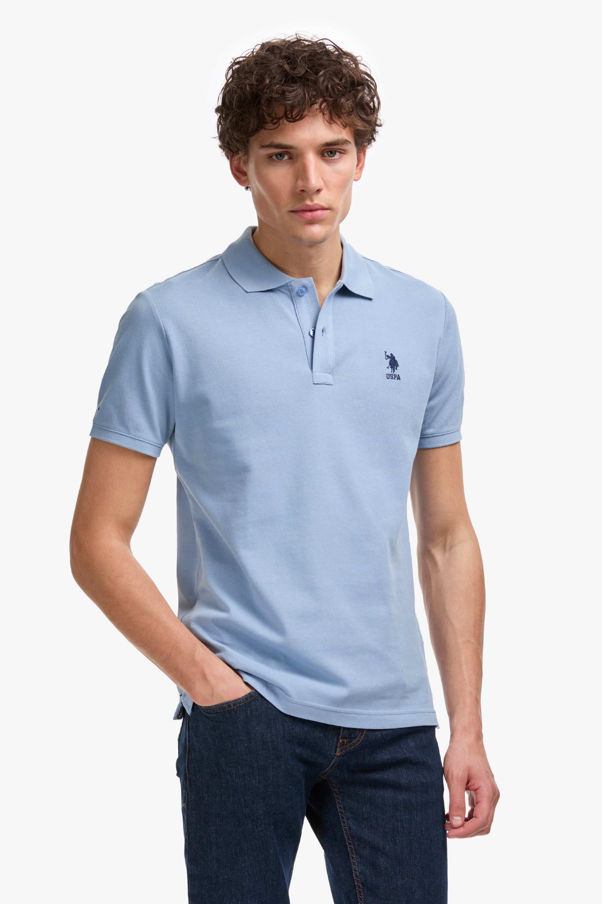 پولوشرت آبی اندامی مردانه یو اس پولو | US POLO ASSN