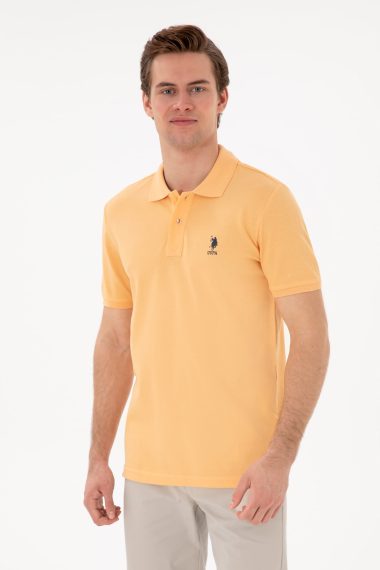 پولوشرت یقه پیراهنی زرد  اندامی آستین کوتاه مردانه یو اس پولو | US POLO ASSN