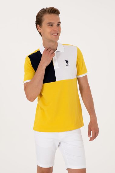 پولوشرت یقه پولو زرد تیره  رگولار  مردانه یو اس پولو | US POLO ASSN