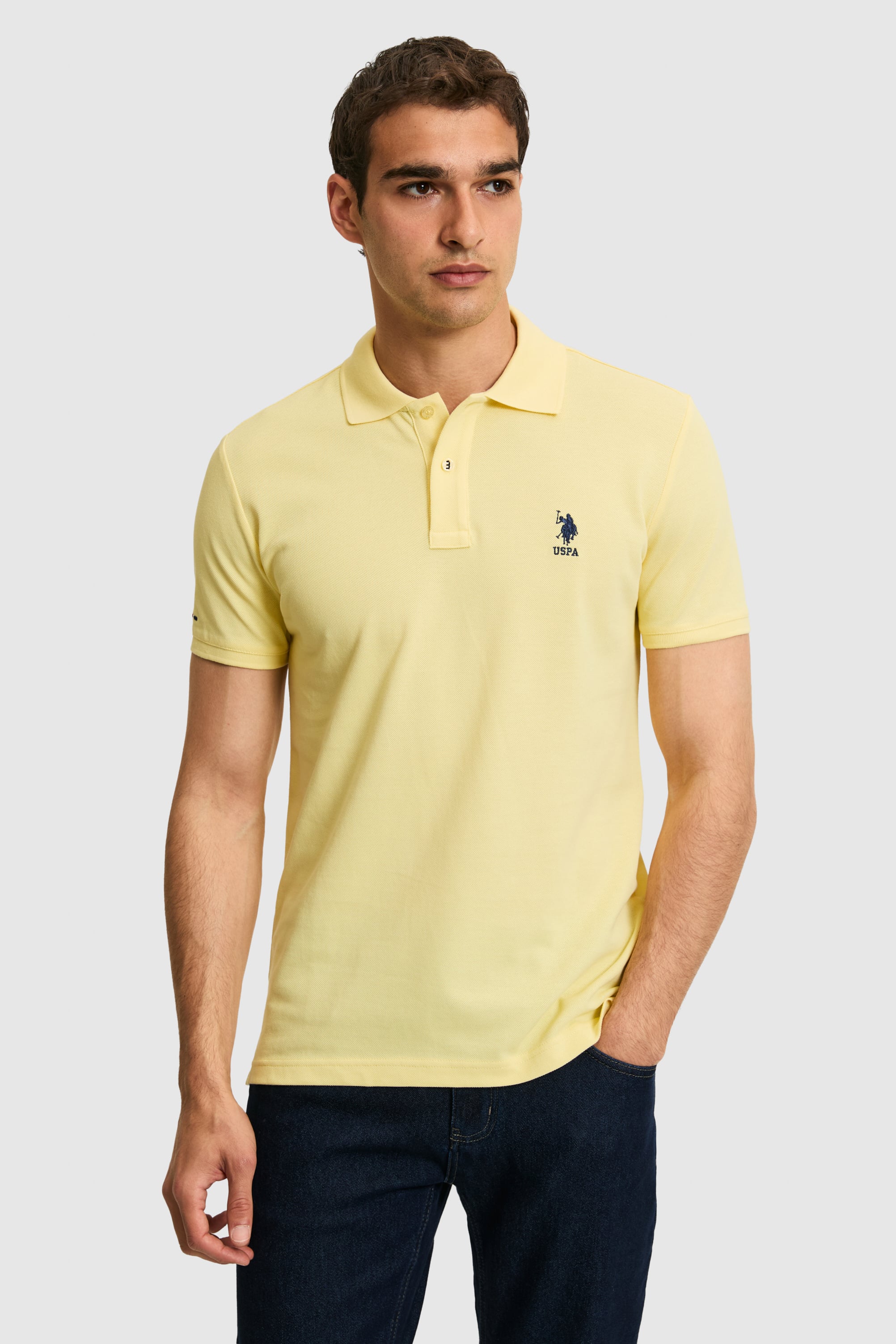 پولوشرت زرد روشن اندامی مردانه یو اس پولو | US POLO ASSN