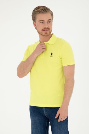 پولوشرت یقه پولو سبز پسته ای  اندامی آستین کوتاه مردانه یو اس پولو | US POLO ASSN