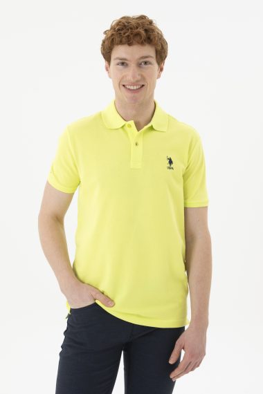 پولوشرت یقه پولو سبز پسته ای  اندامی آستین کوتاه مردانه یو اس پولو | US POLO ASSN
