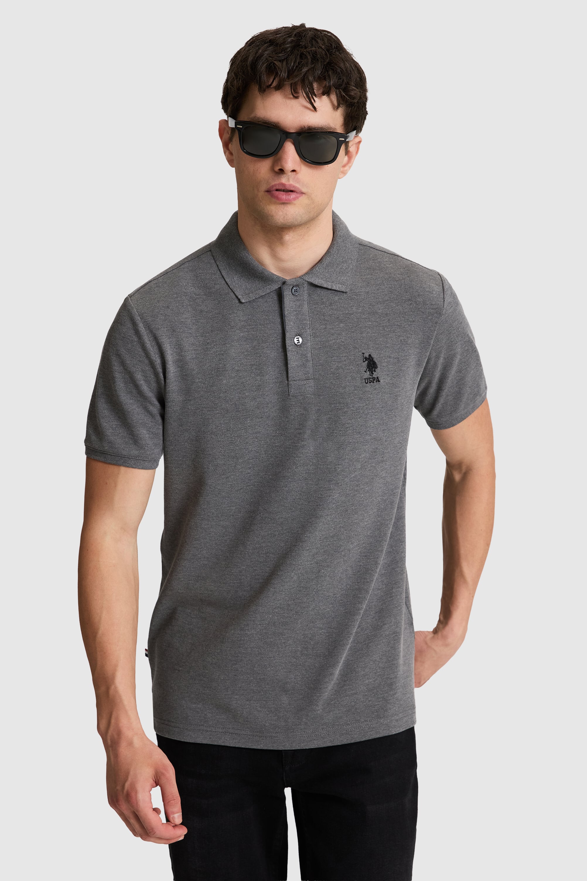 پولوشرت زغالی ملانژ رگولار مردانه یو اس پولو | US POLO ASSN
