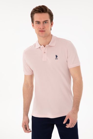 پولوشرت یقه پیراهنی صورتی  اندامی آستین کوتاه مردانه یو اس پولو | US POLO ASSN