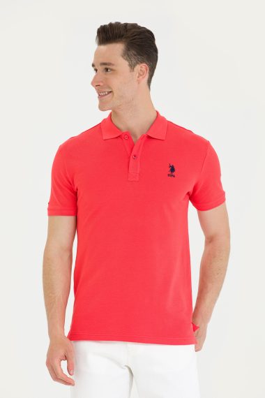 پولوشرت یقه پولو قرمز  اندامی آستین کوتاه مردانه یو اس پولو | US POLO ASSN