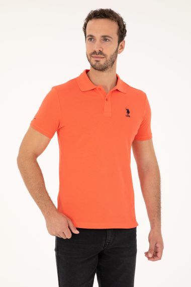 پولوشرت یقه پولو گل اناری  اندامی آستین کوتاه مردانه یو اس پولو | US POLO ASSN