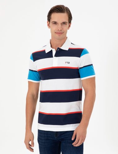 تی شرت یقه پولو لاجورد  رگولار آستین کوتاه مردانه یو اس پولو | US POLO ASSN