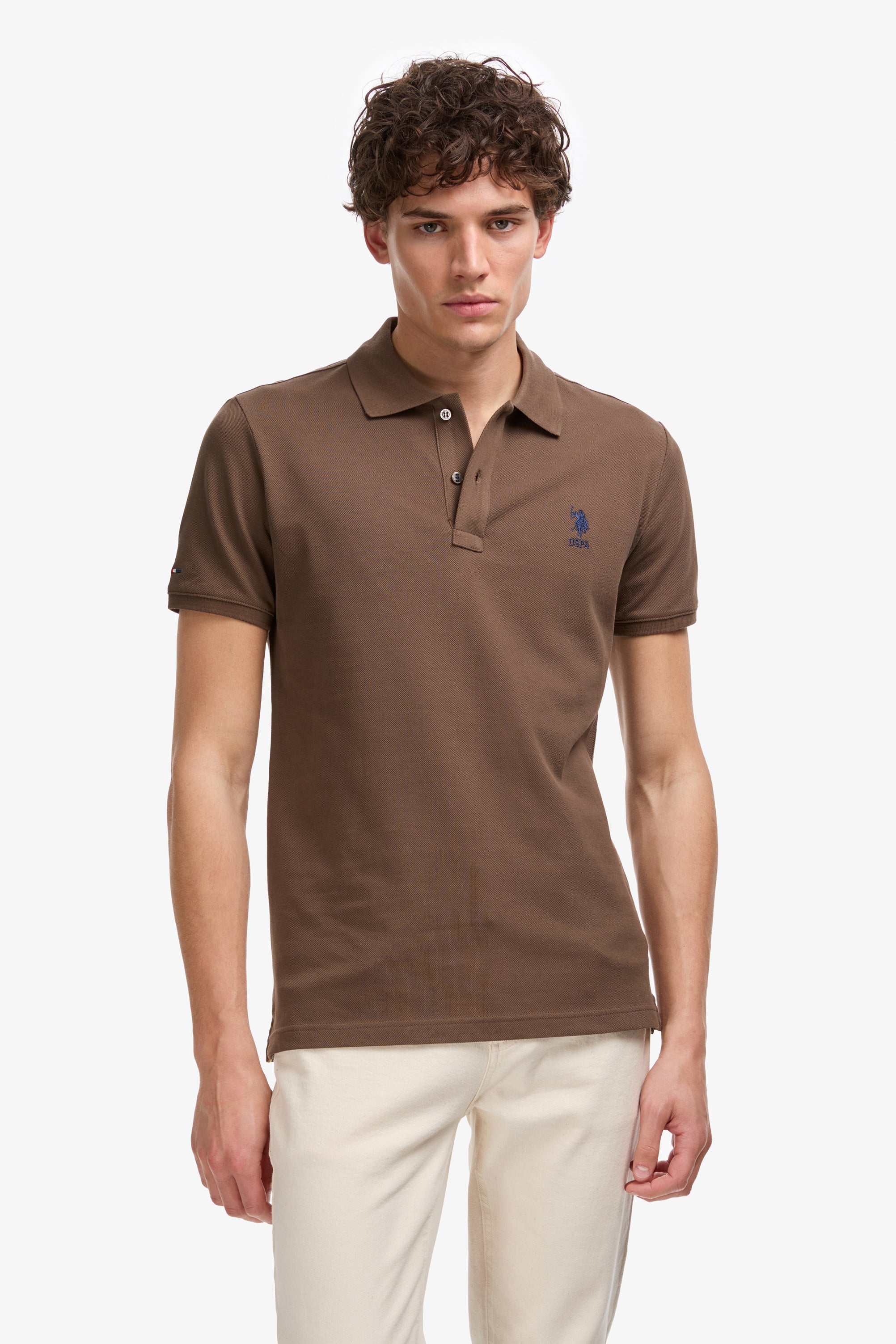 پولوشرت قهوه ای اندامی مردانه یو اس پولو | US POLO ASSN