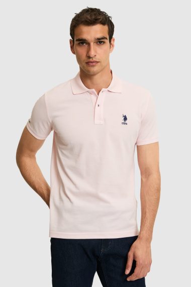 پولوشرت  صورتی روشن  اندامی  مردانه یو اس پولو | US POLO ASSN