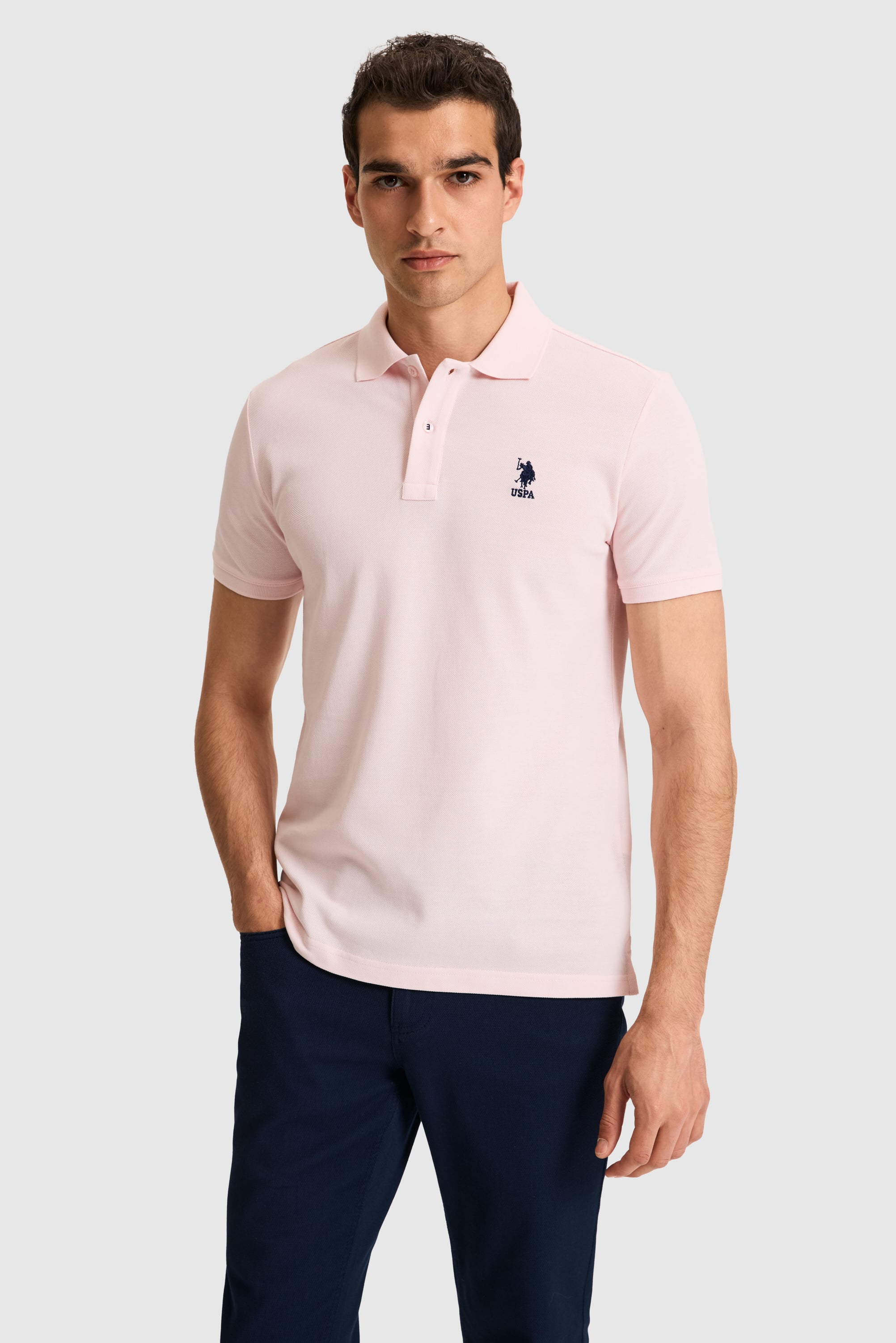 پولوشرت صورتی روشن اندامی مردانه یو اس پولو | US POLO ASSN