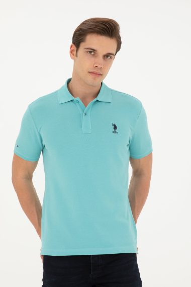 پولوشرت یقه پولو نعناعی  اندامی آستین کوتاه مردانه یو اس پولو | US POLO ASSN