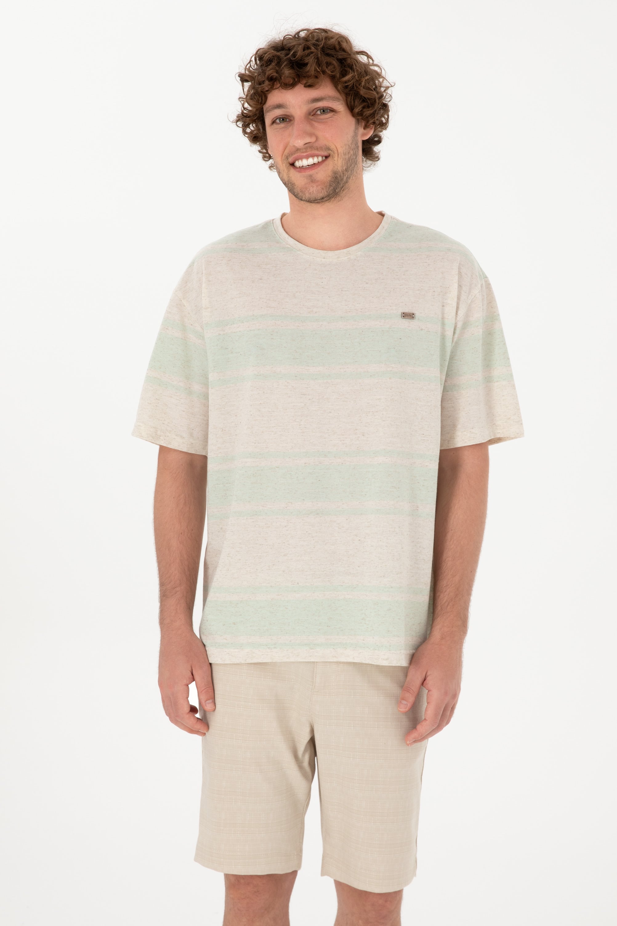 تی شرت یقه گرد یقه گرد سبزآبی ریلکس مردانه یو اس پولو | US POLO ASSN