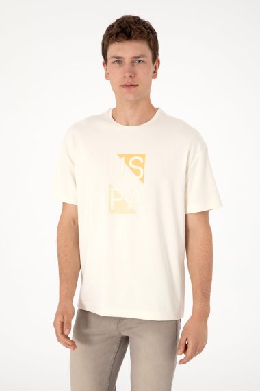تی شرت یقه گرد  سفید  ریلکس  مردانه یو اس پولو | US POLO ASSN