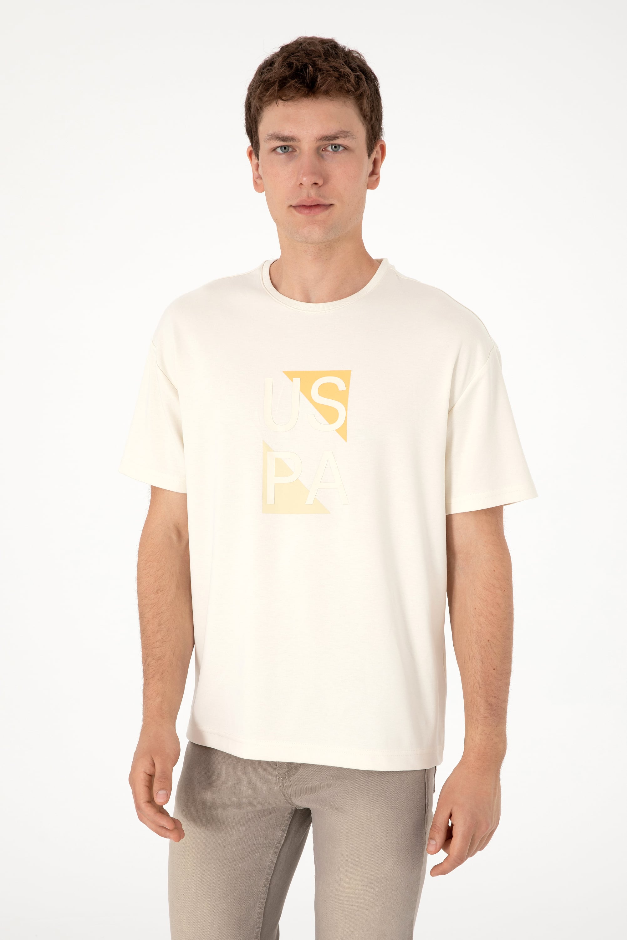تی شرت یقه گرد سفید ریلکس مردانه یو اس پولو | US POLO ASSN