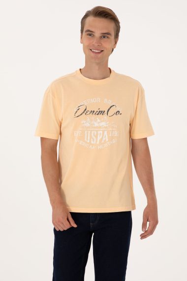 تی شرت یقه گرد یقه گرد زرد  ریلکس  مردانه یو اس پولو | US POLO ASSN